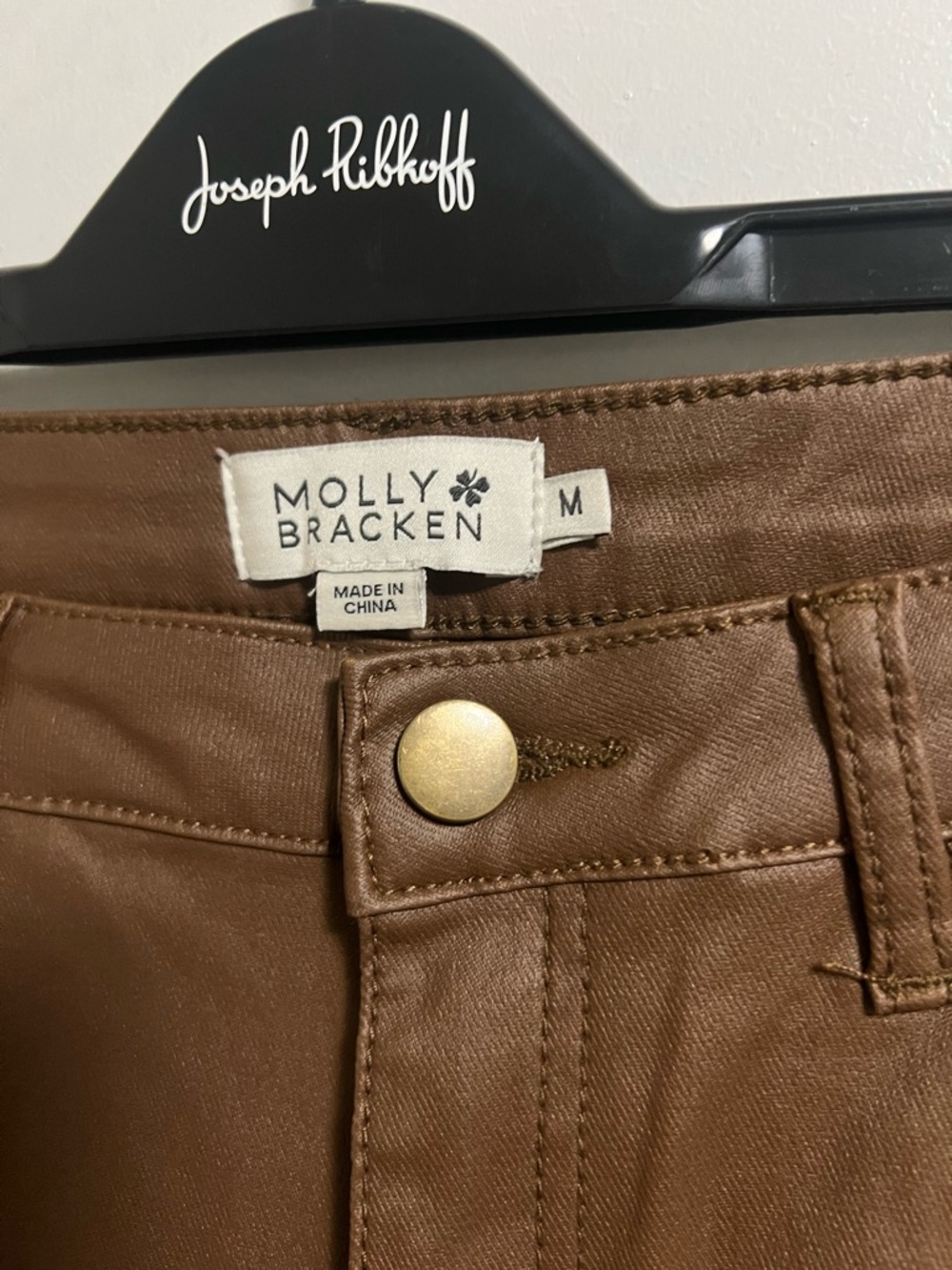 Molly Bracken Cognac Pleather Pants - Picture 5 of 6